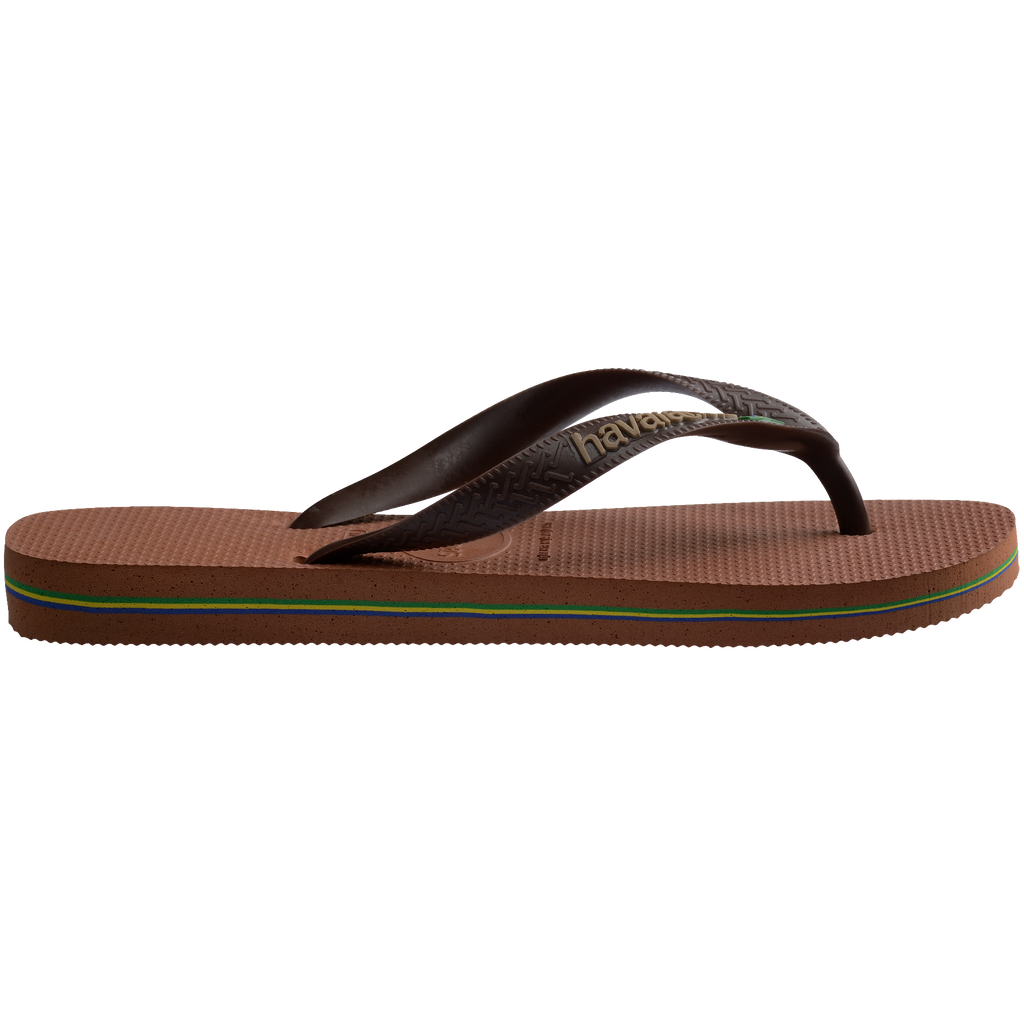 Women's Brazil Logo Flip Flops - RUST/COFFEE