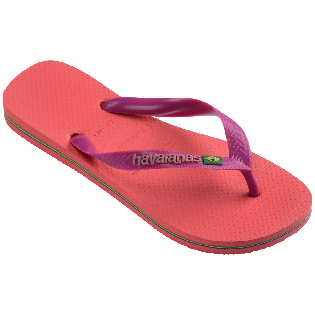 Women's Brazil Logo Flip Flops - CORAL/PINK