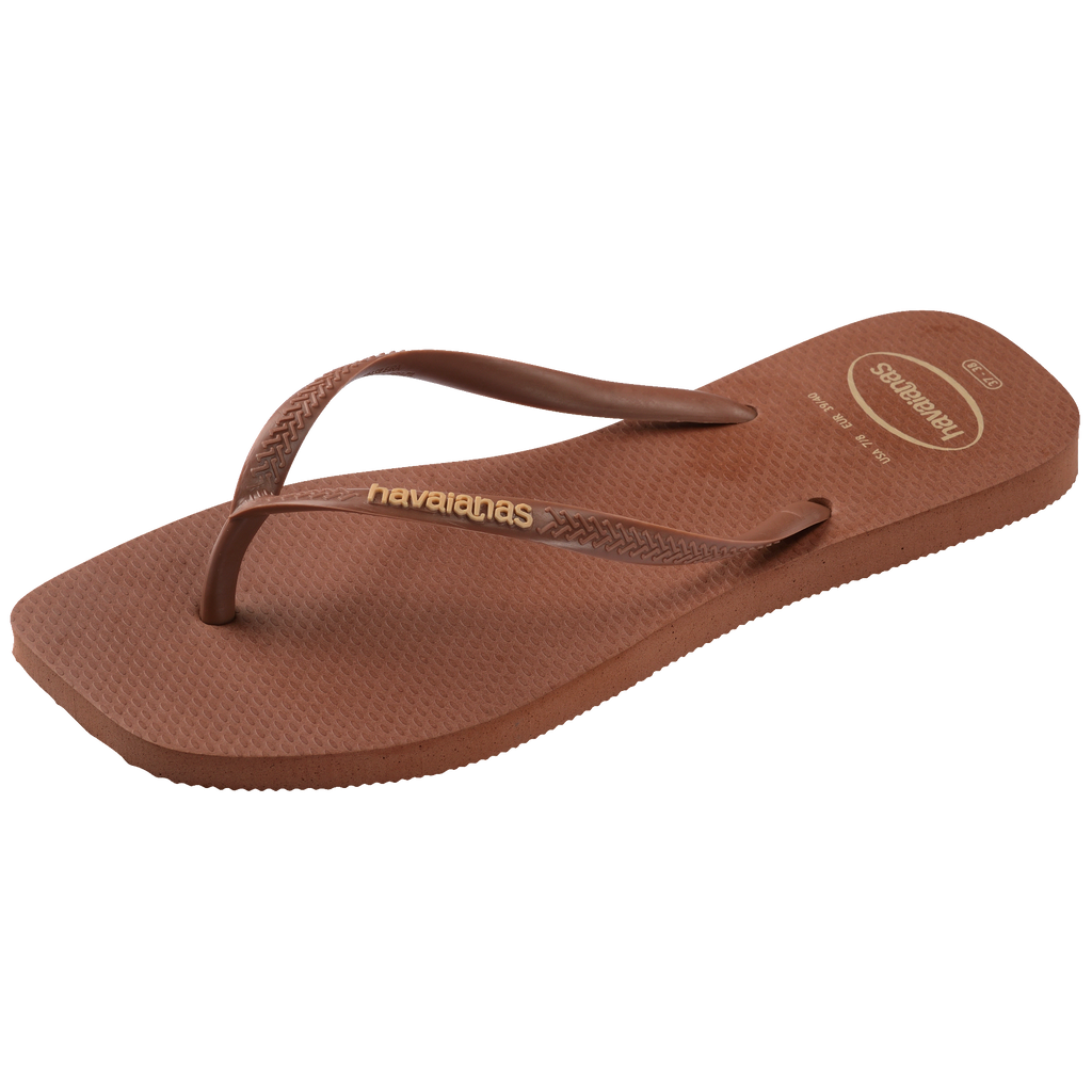 Women's Slim Square Logo Pop Up Flip Flops - RUST