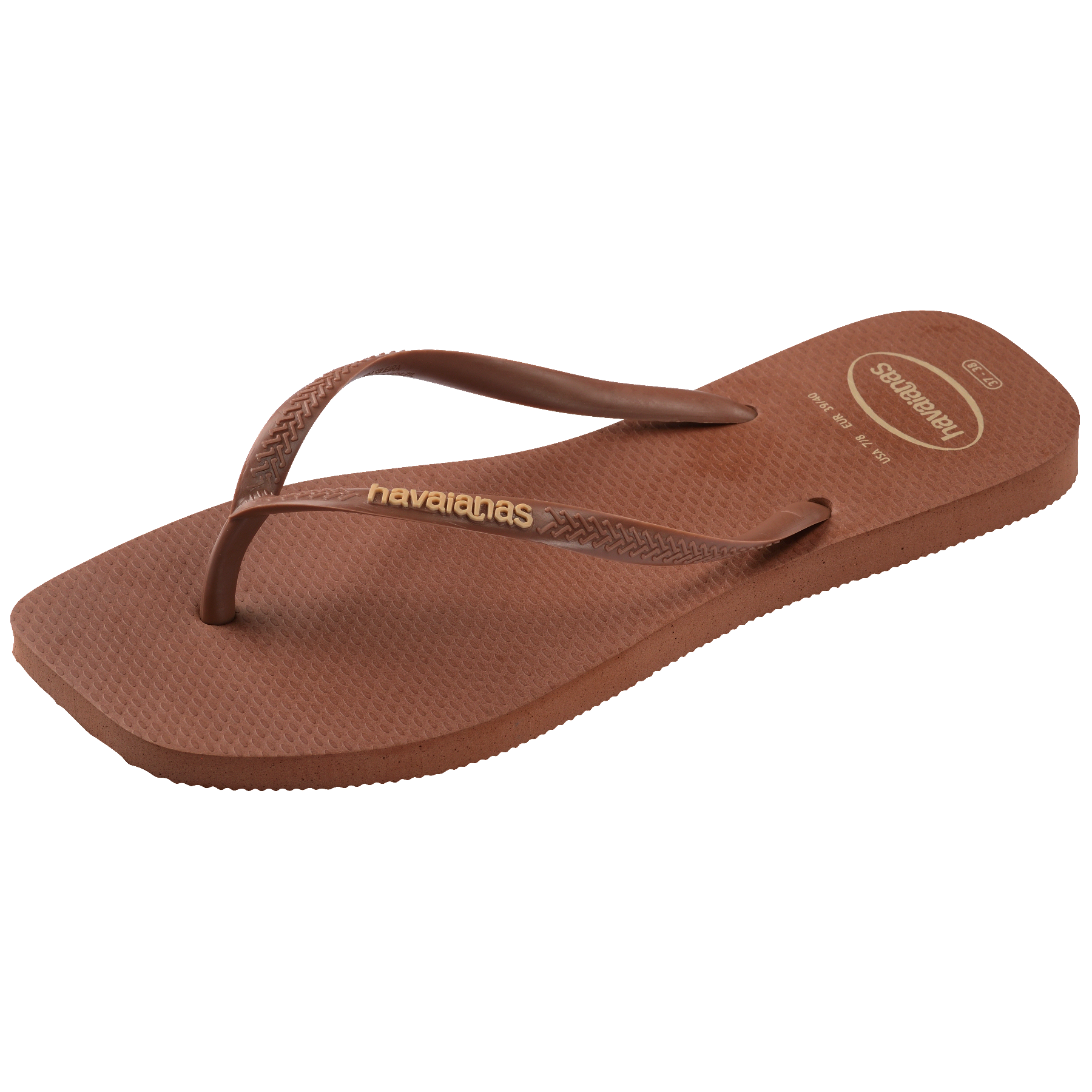 Women's Slim Square Logo Pop Up Flip Flops - RUST