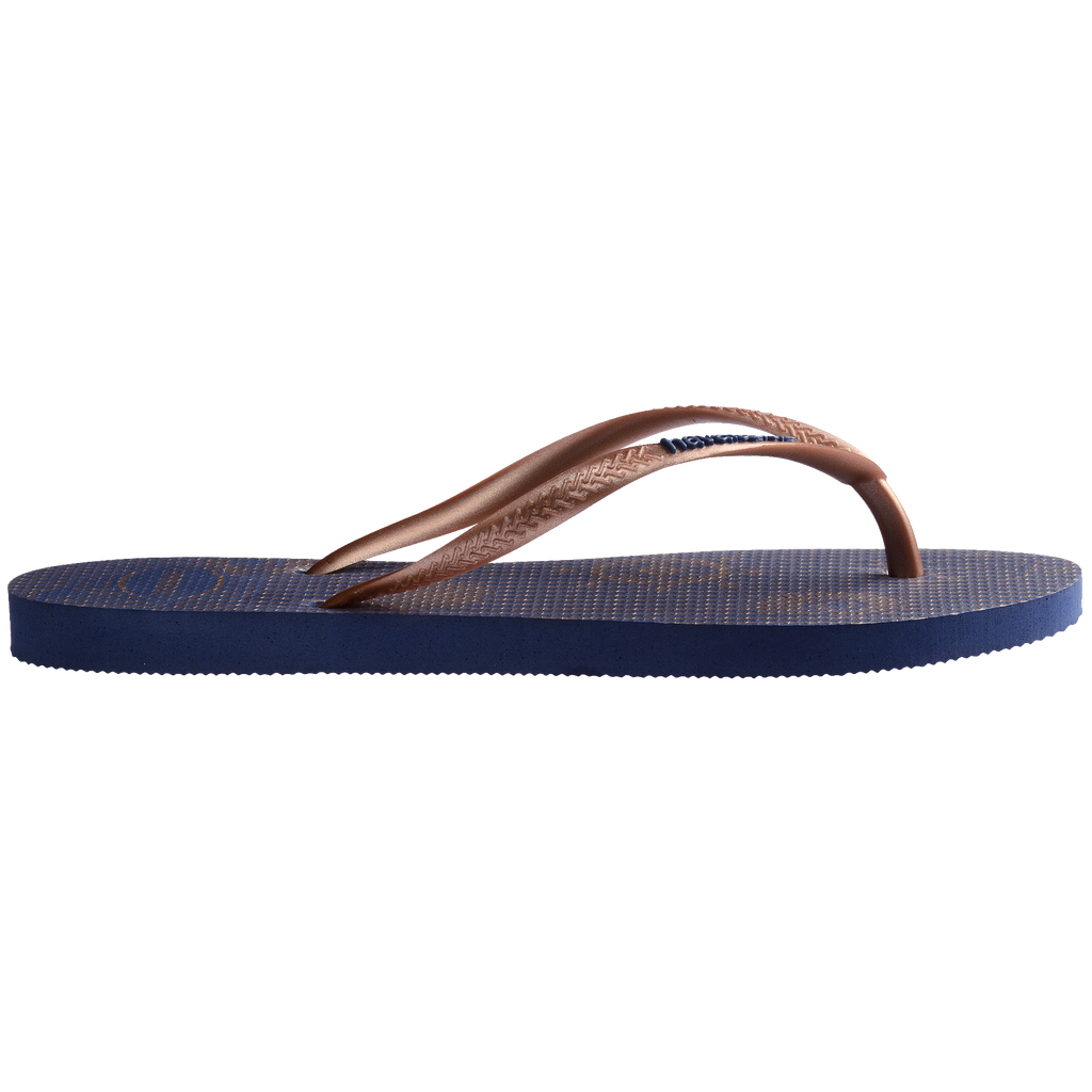 Women's Nautical Slim Flip Flops - Navy Blue/Rose