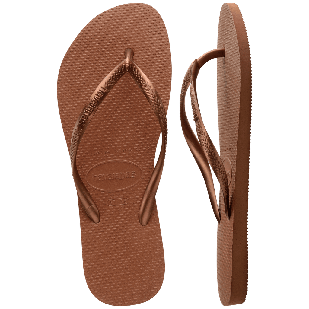 Women's Slim Flip Flops - Rust/Metallic Copper