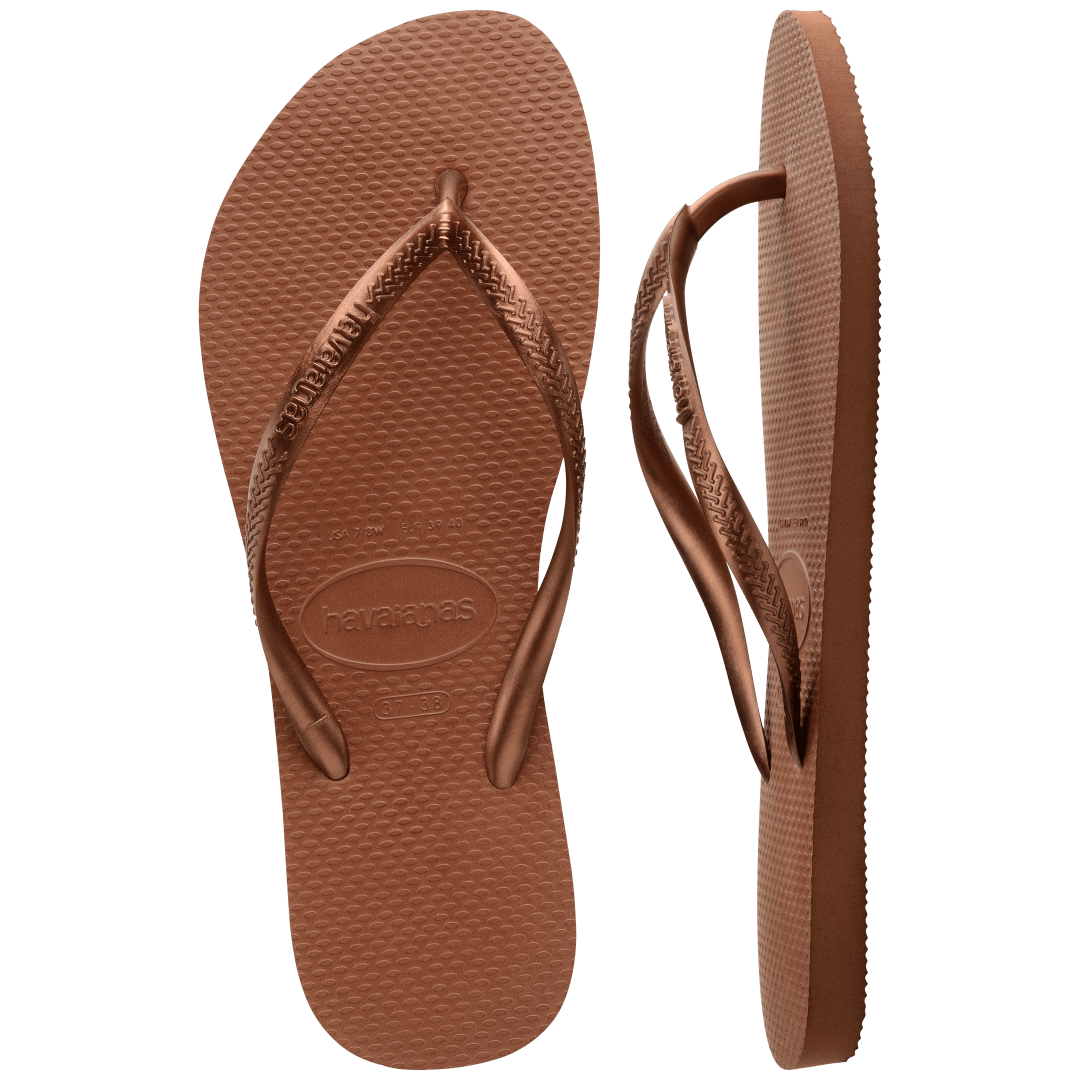 Women's Slim Flip Flops - Rust/Metallic Copper