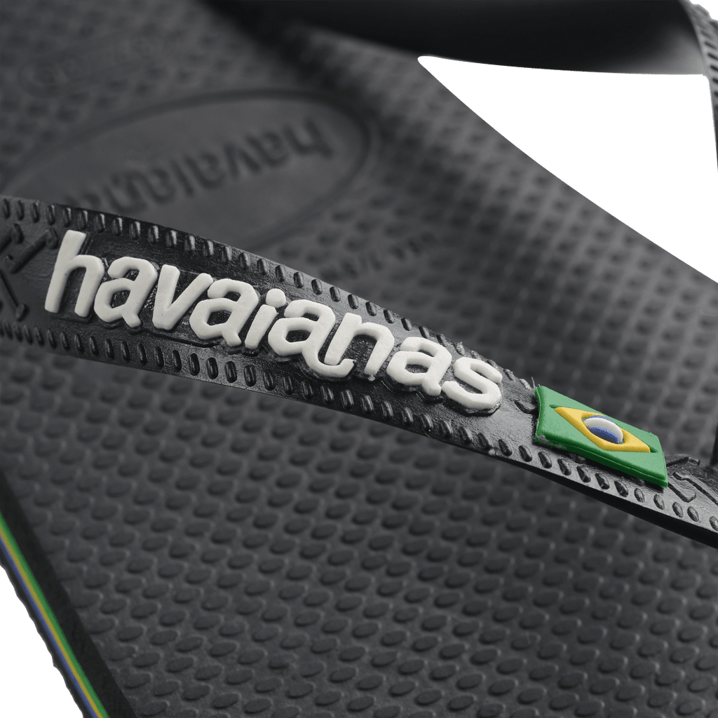 Women's Brazil Logo Flip Flops - Black/Black