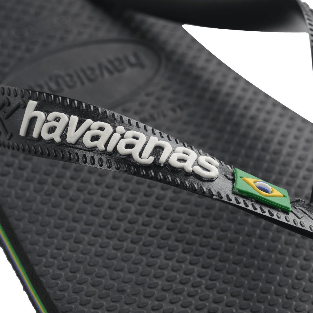 Women's Brazil Logo Flip Flops - Black/Black