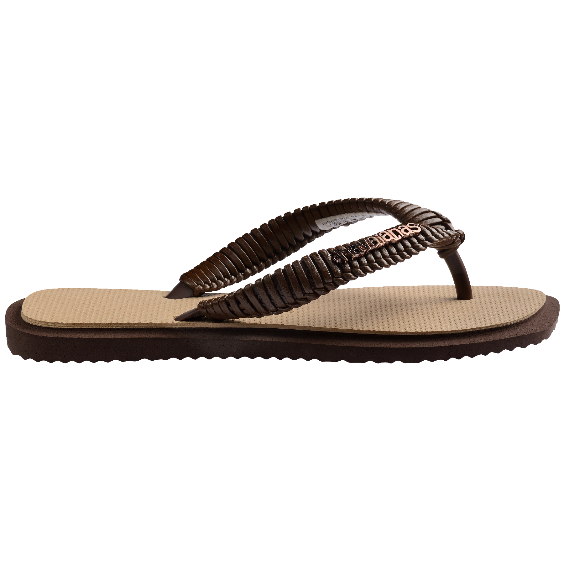 Women's Top Square Fusion Boho Flip Flops - Dark Brown/Golden