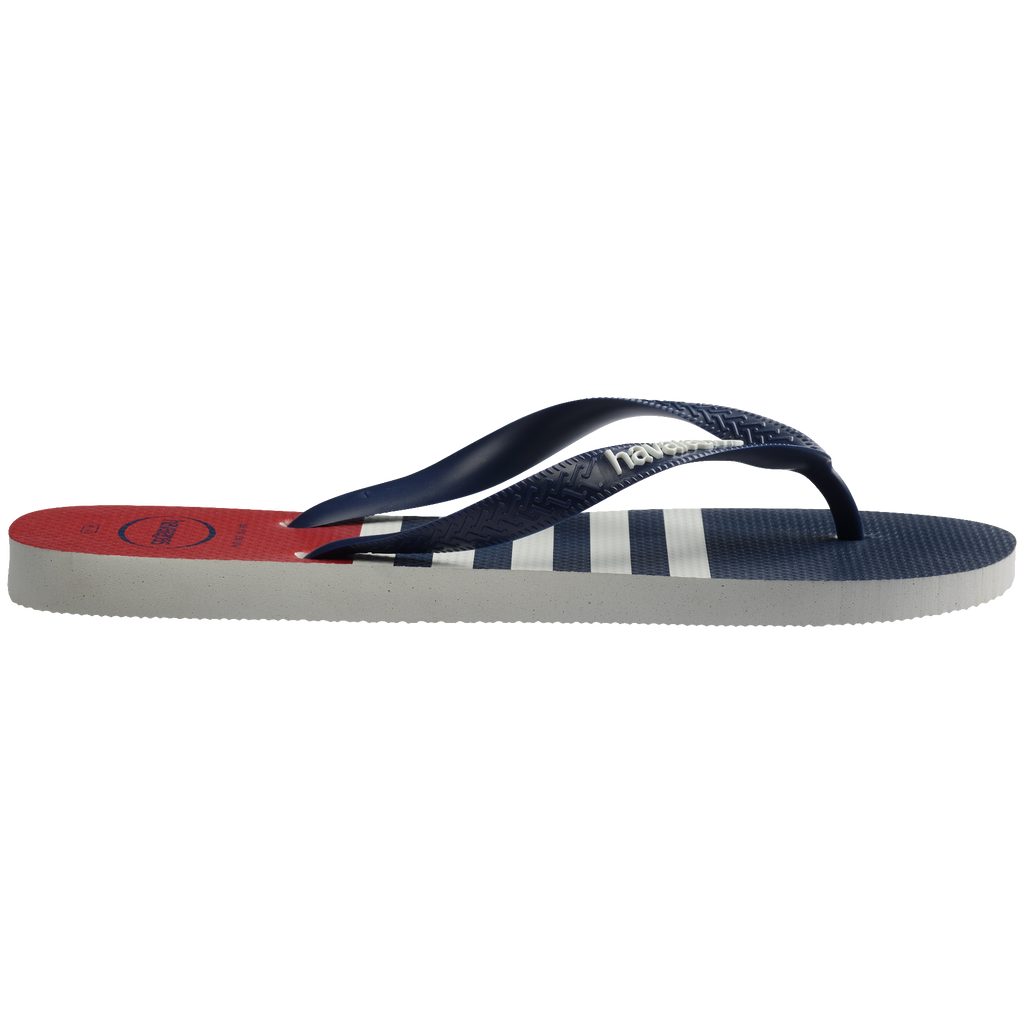 Men's Top Nautical Flip Flops - White/Navy/Red Apache