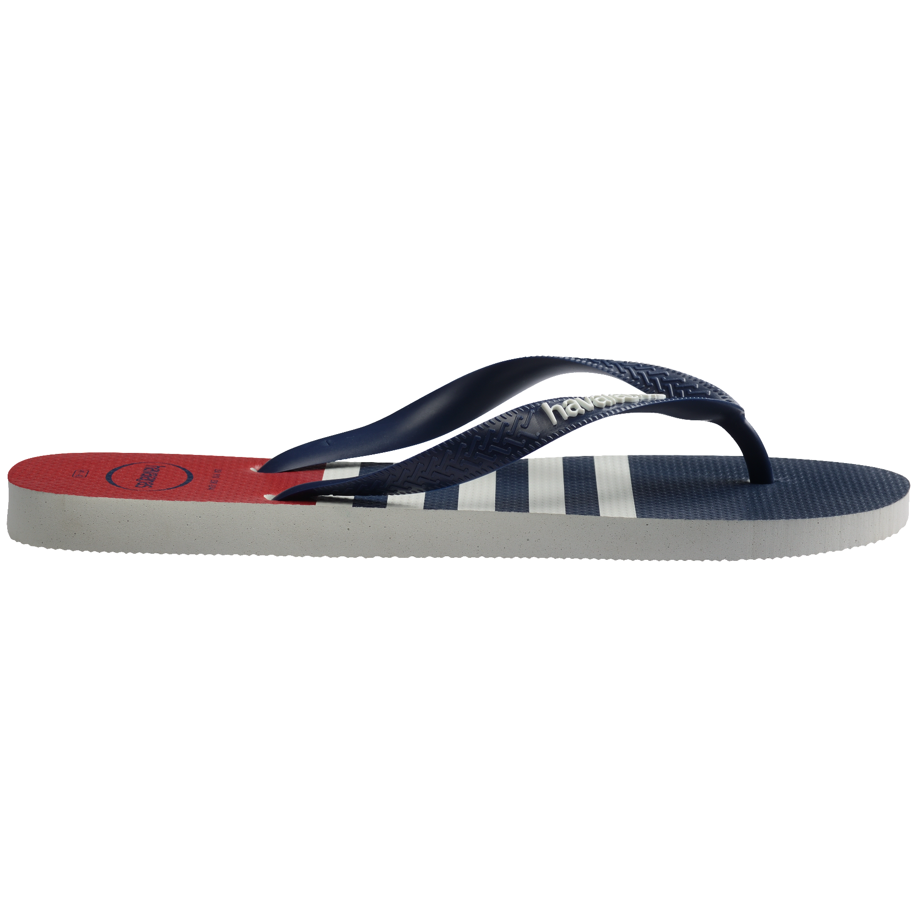 Men's Top Nautical Flip Flops - White/Navy/Red Apache