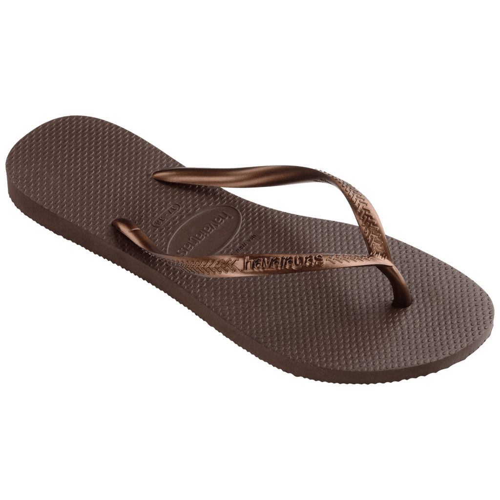 Women's Slim Flip Flops - Dark Brown Metallic