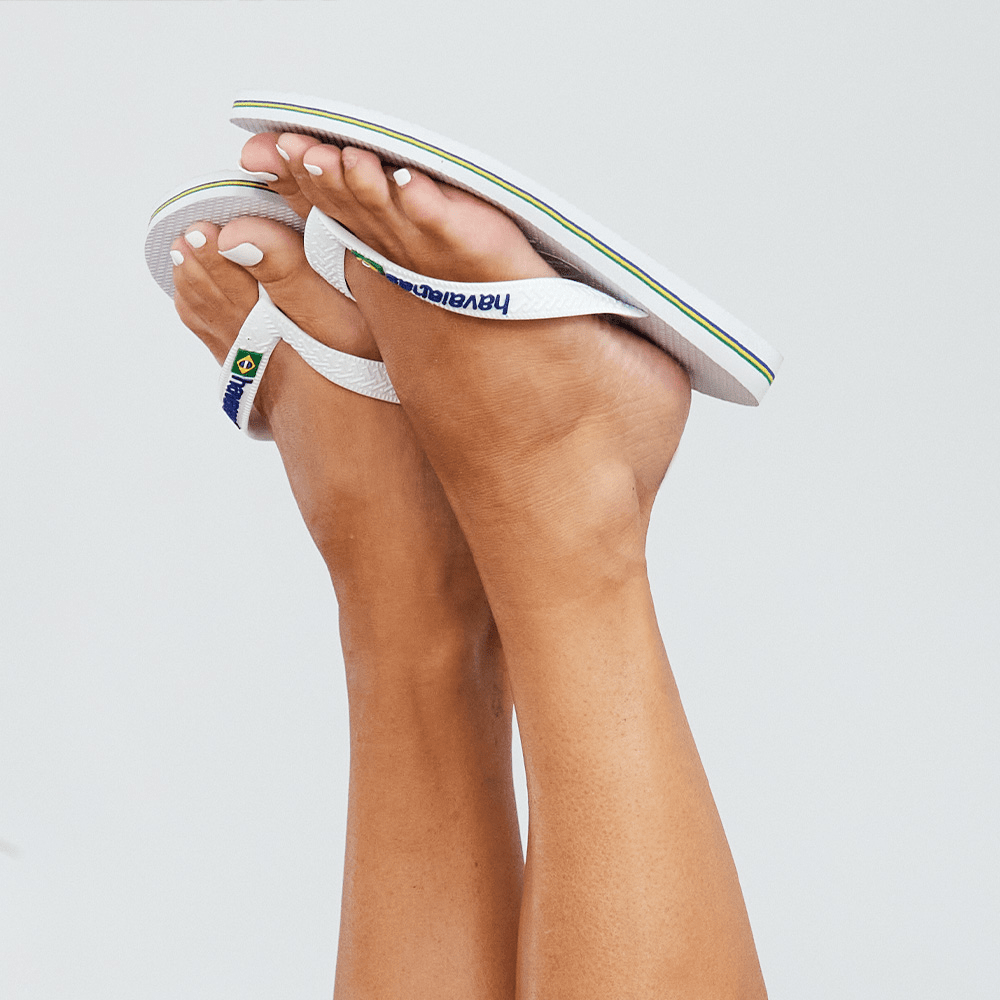 Men's Brazil Logo Flip Flops - White