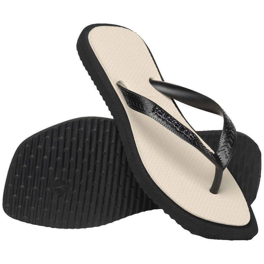 Women's Top Square Fusion Flip Flops - Black
