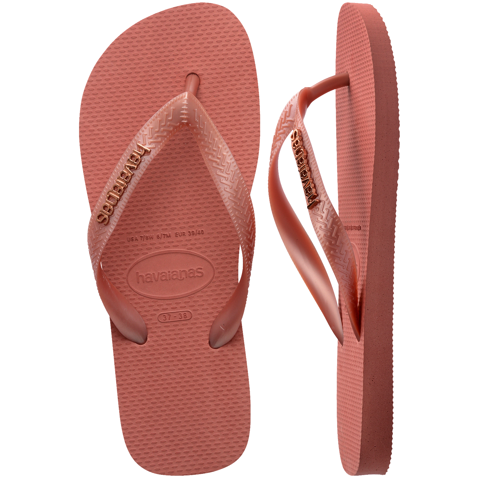 Women's Top Logo Metallic Flip Flops - CANYON CLAY