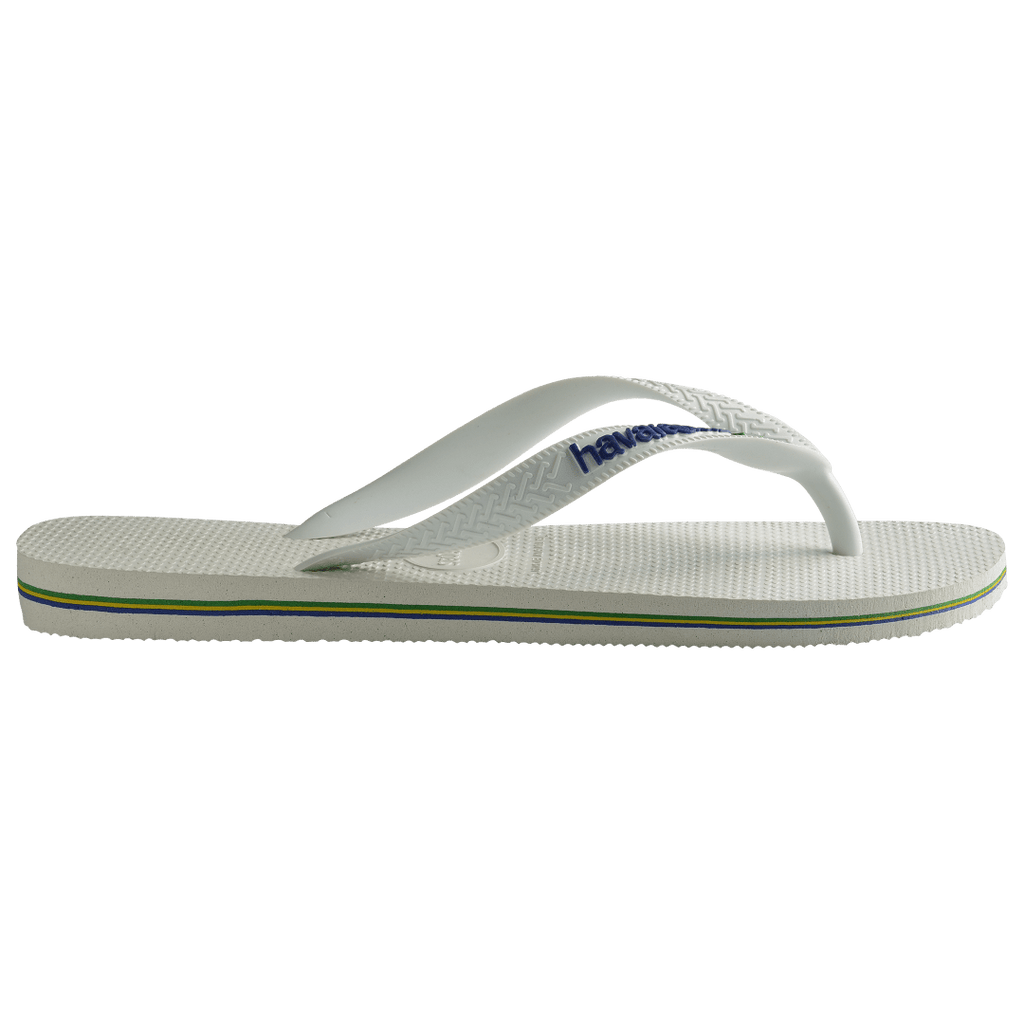 Men's Brazil Logo Flip Flops - White
