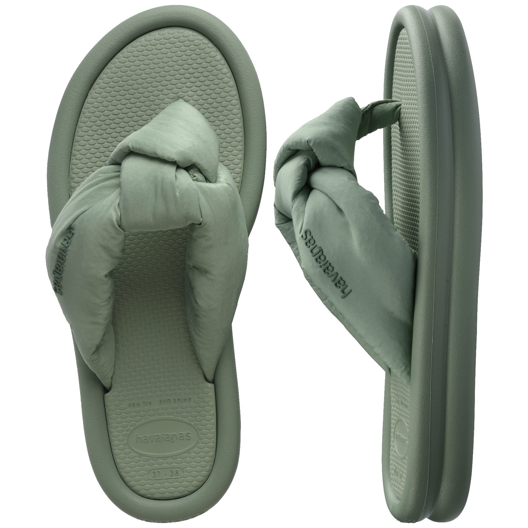 Women's Over Puffed Flip Flops - SMOKE GREEN