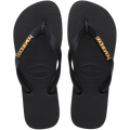 Women's Top Logo Metallic Flip Flops - Black/Black