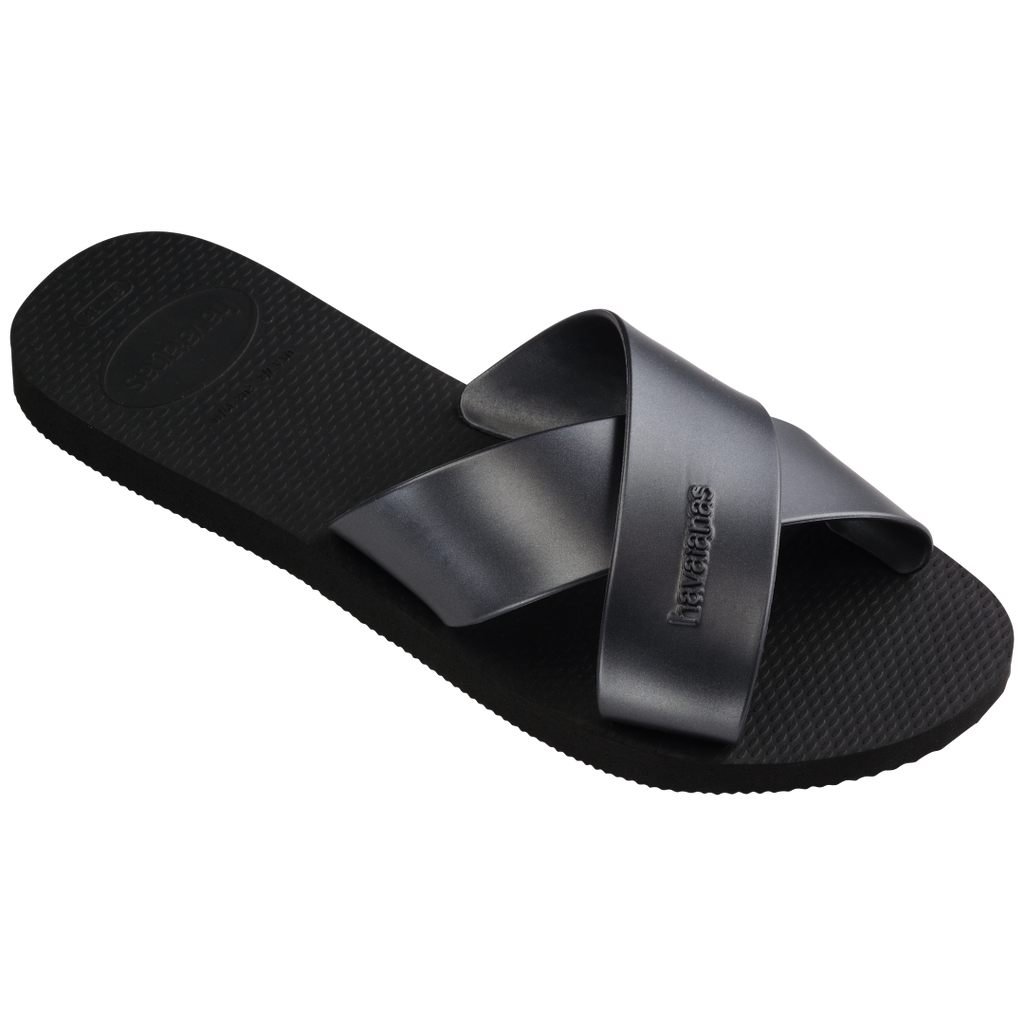 Women's Aqua Metallic Sandals - Black