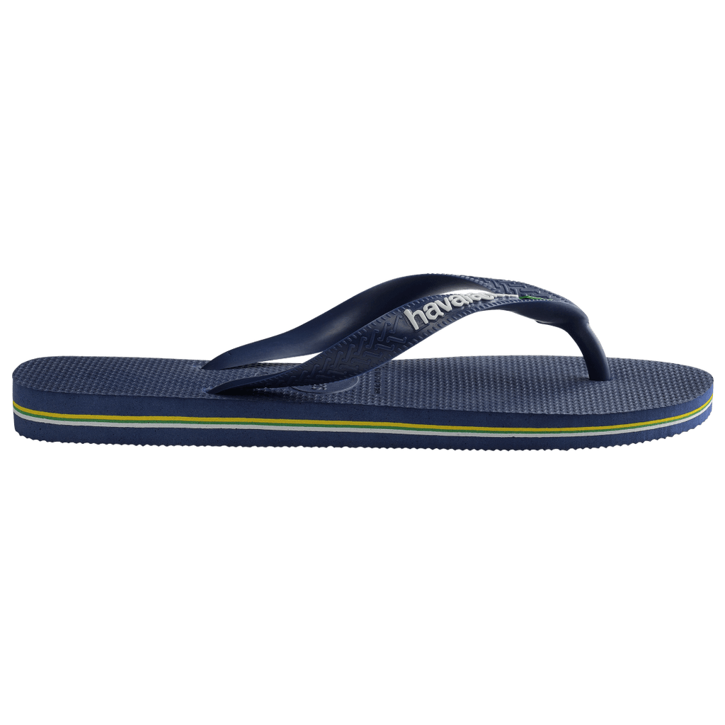 Women's Brazil Logo Flip Flops - Navy Blue
