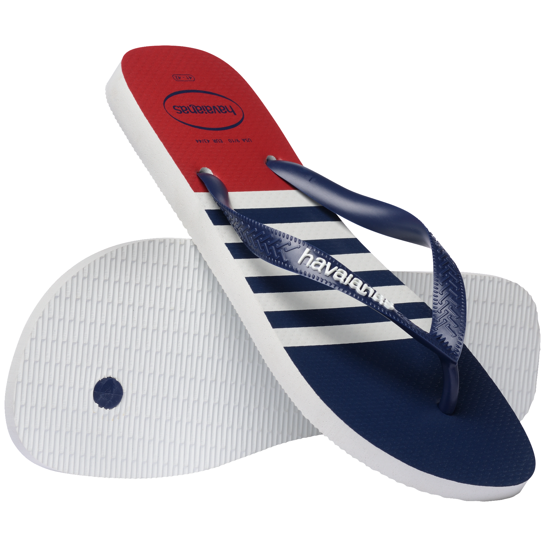Men's Top Nautical Flip Flops - White/Navy/Red Apache