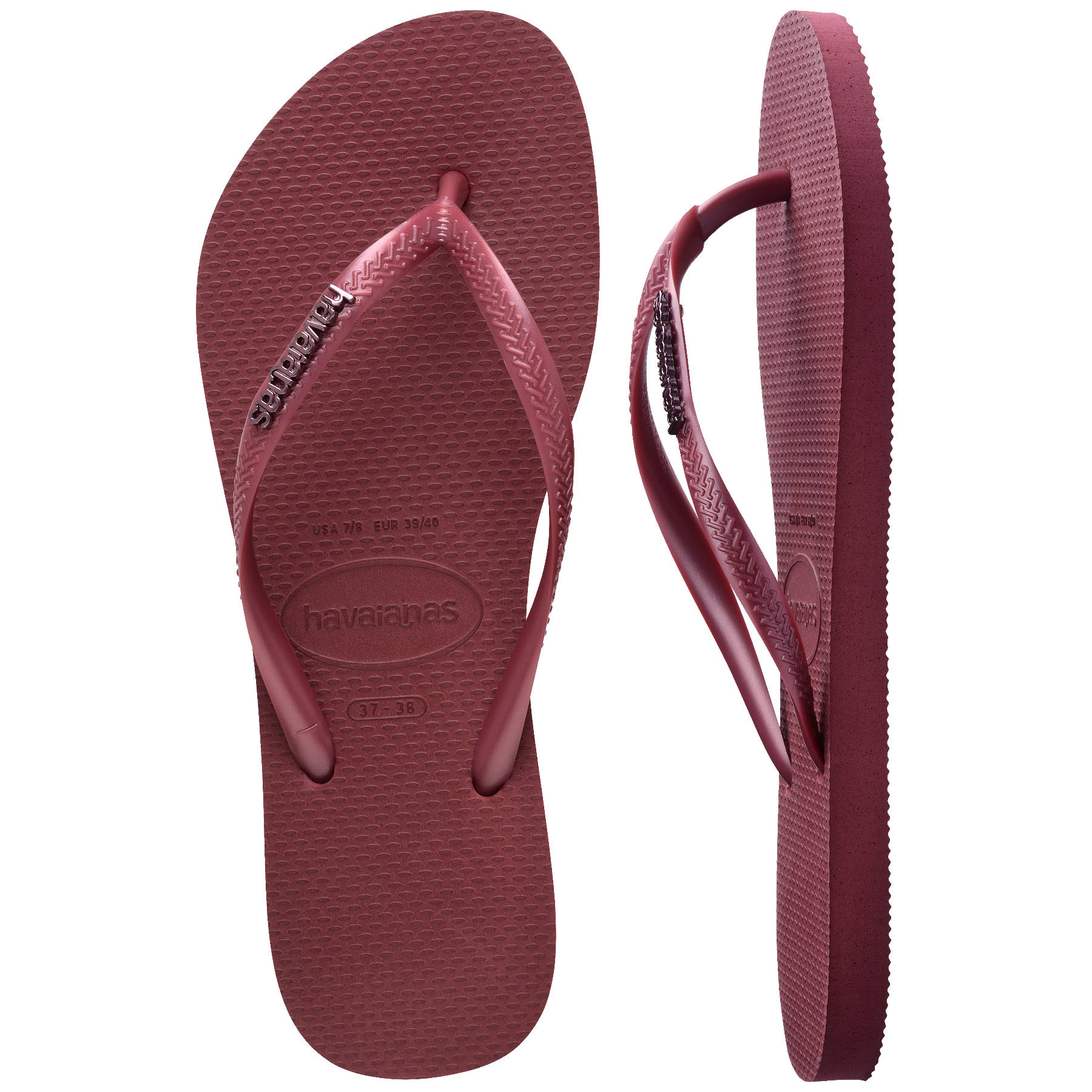 Women's Slim Logo Metallic Flip Flops - Amaranth