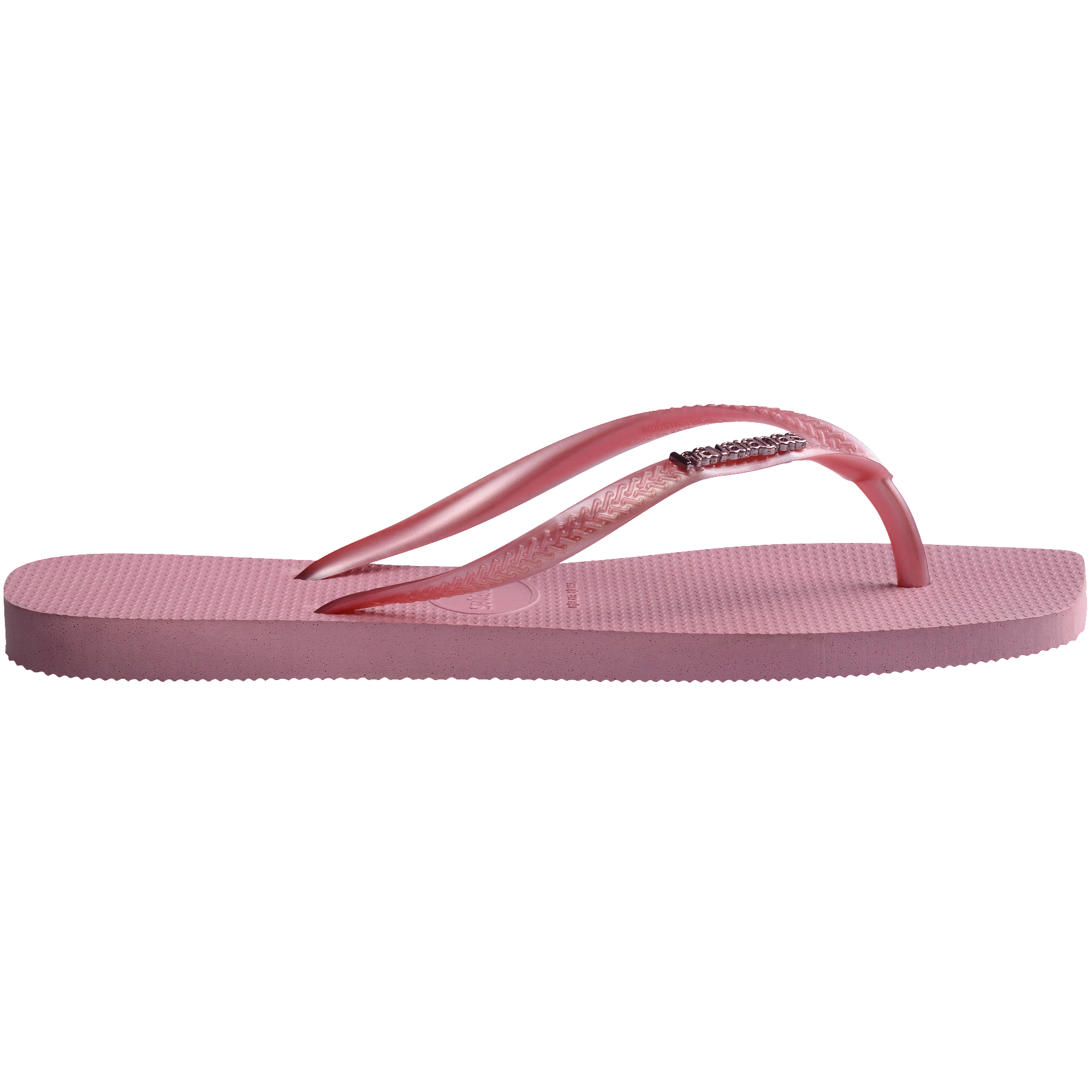 Women's Slim Square Logo Metallic Flip Flops - ROSE CHIFFOM