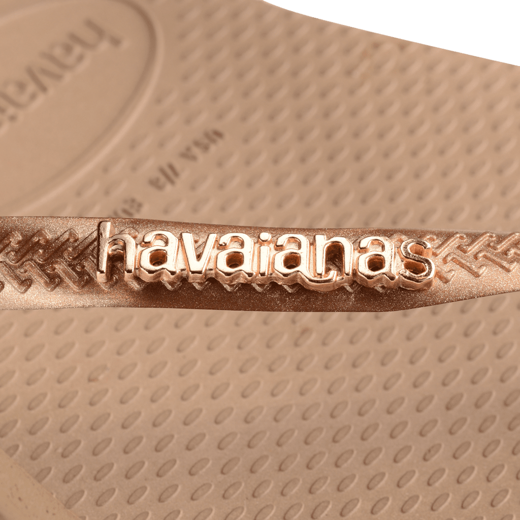 Women's Slim Logo Metallic Flip Flops - Rose Gold