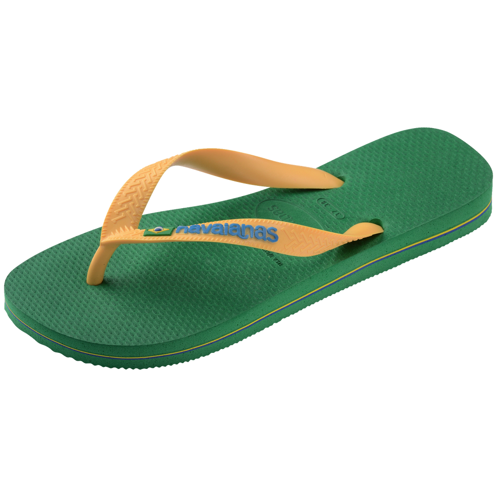 Women's Brazil Logo Flip Flops - GREEN/YELLOW