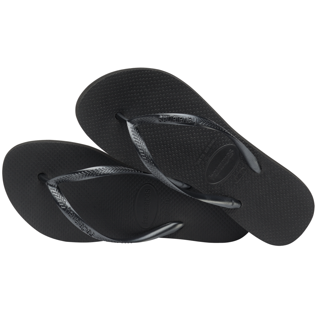 Women's Slim Flatform Flip Flops - Black
