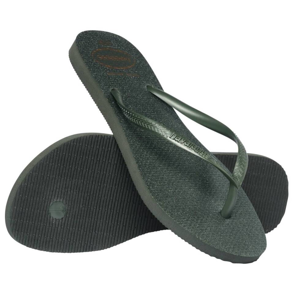 Women's Slim Gloss Flip Flops - Olive Green