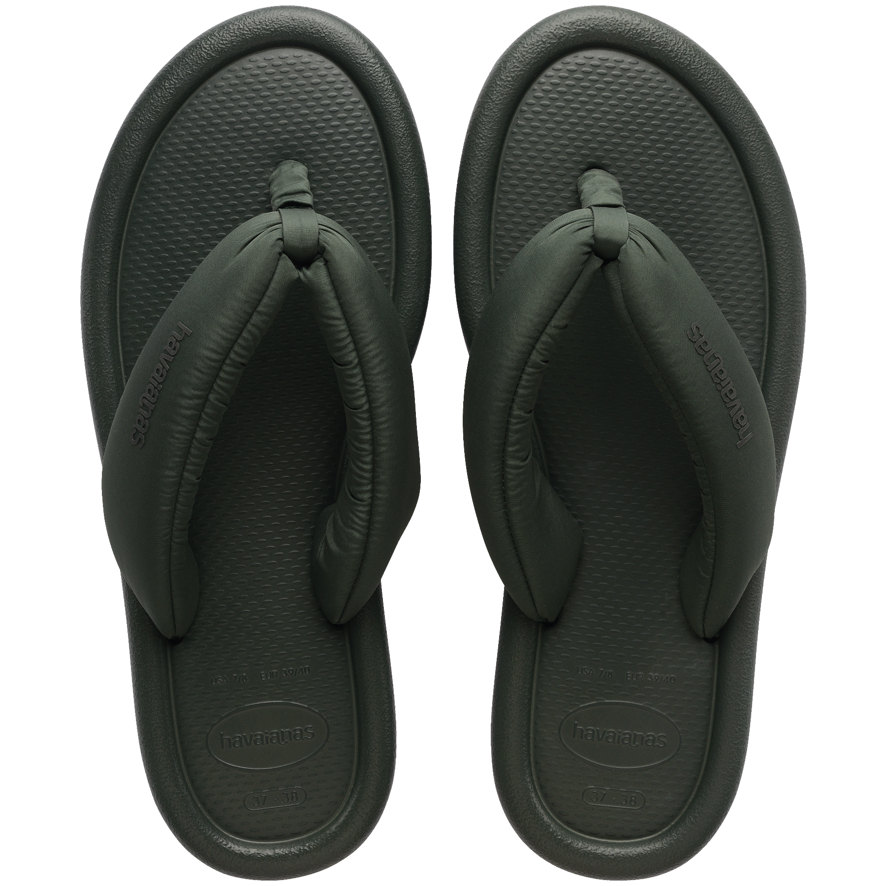 Women's Maxi Puffed Flip Flops - GREEN OLIVE