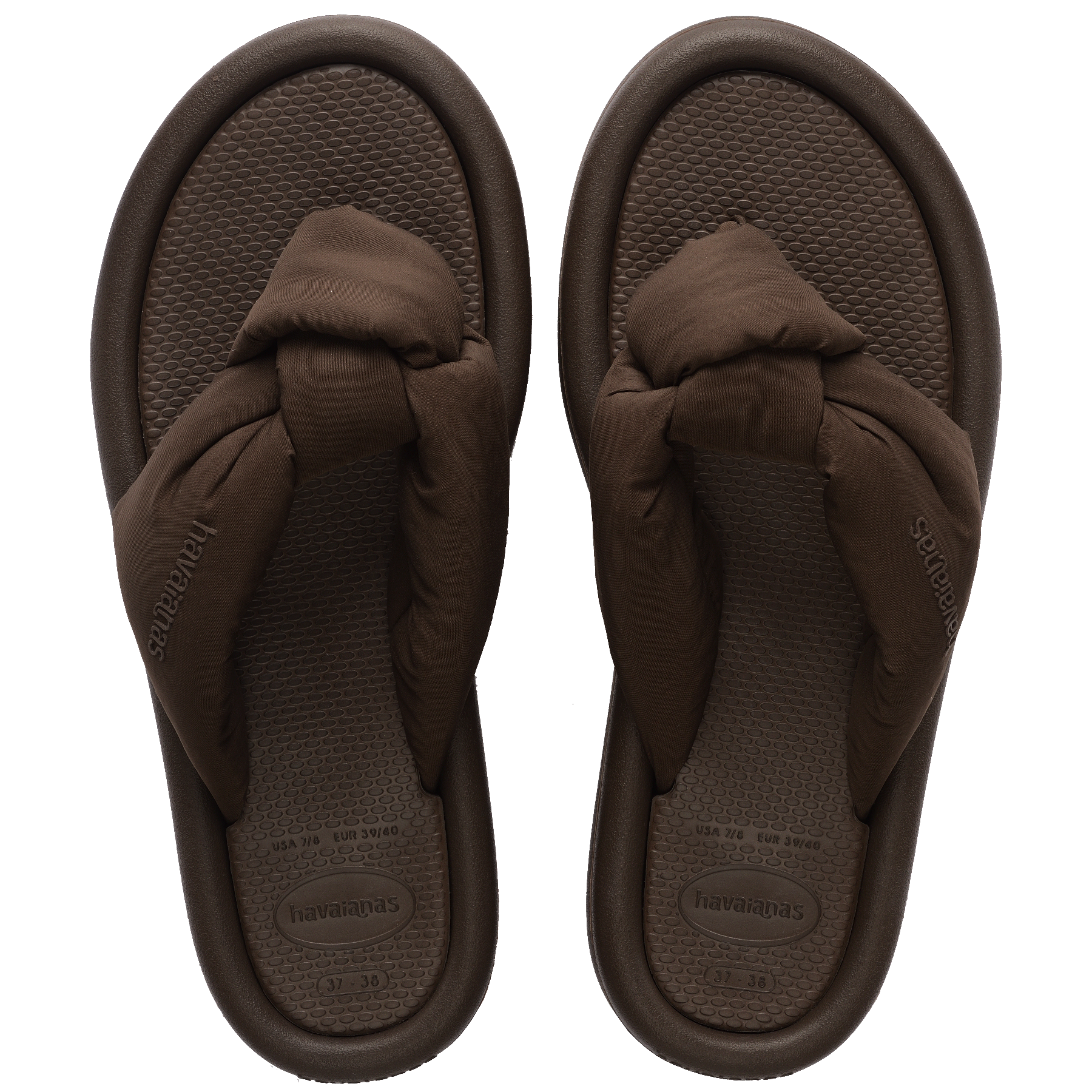 Women's Over Puffed Flip Flops - DARK BROWN