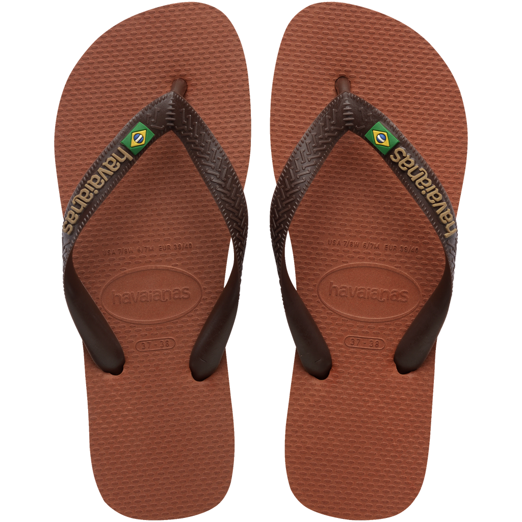 Women's Brazil Logo Flip Flops - RUST/COFFEE