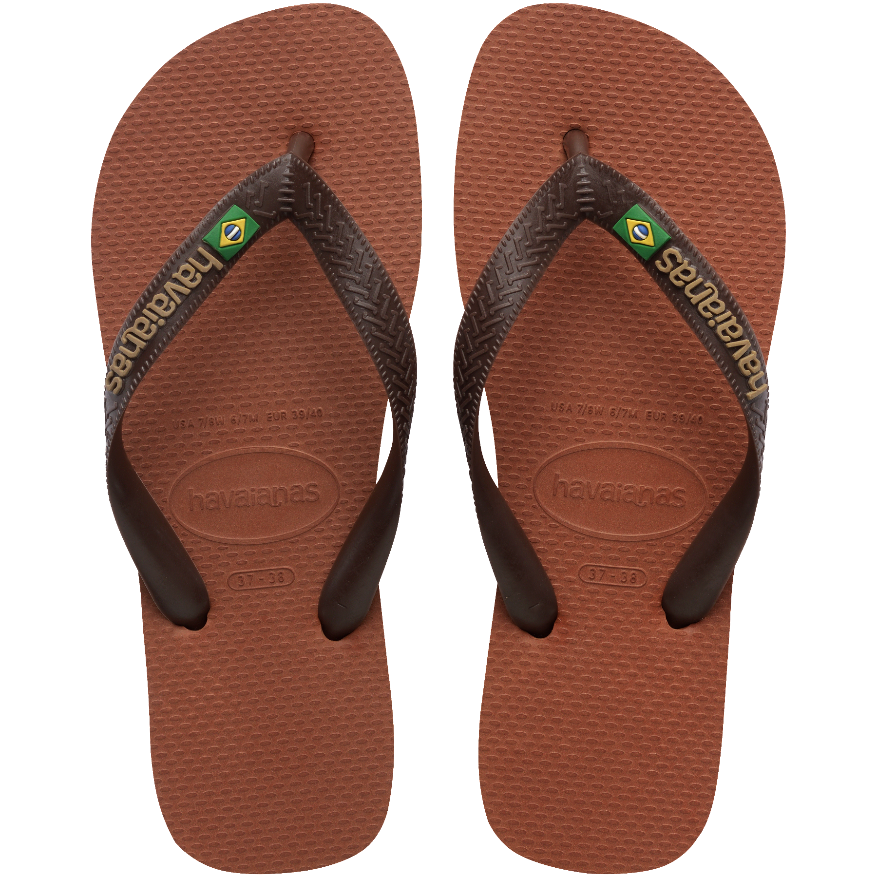 Women's Brazil Logo Flip Flops - RUST/COFFEE