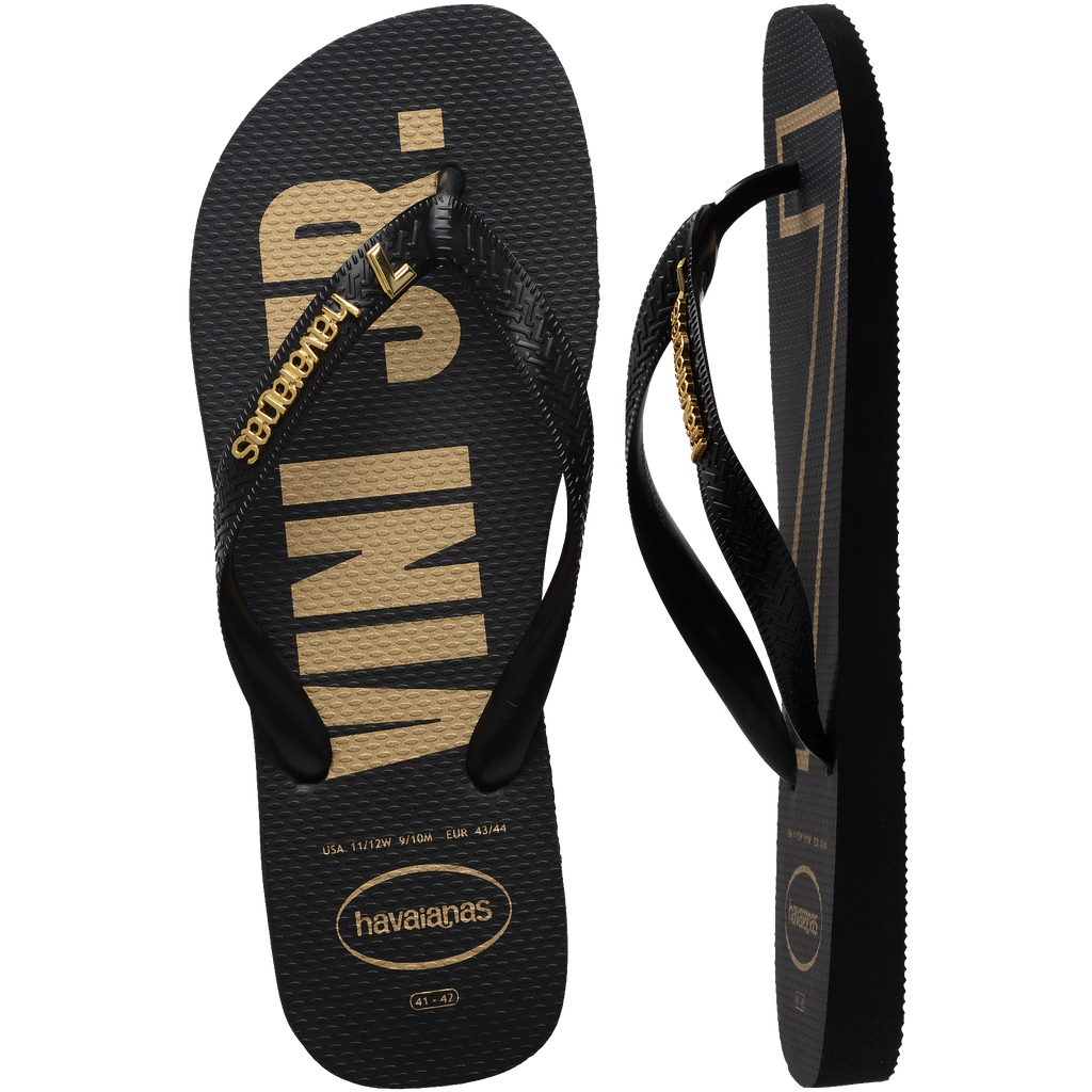 Women's Vini Jr. Golden Top Flip Flops - Black