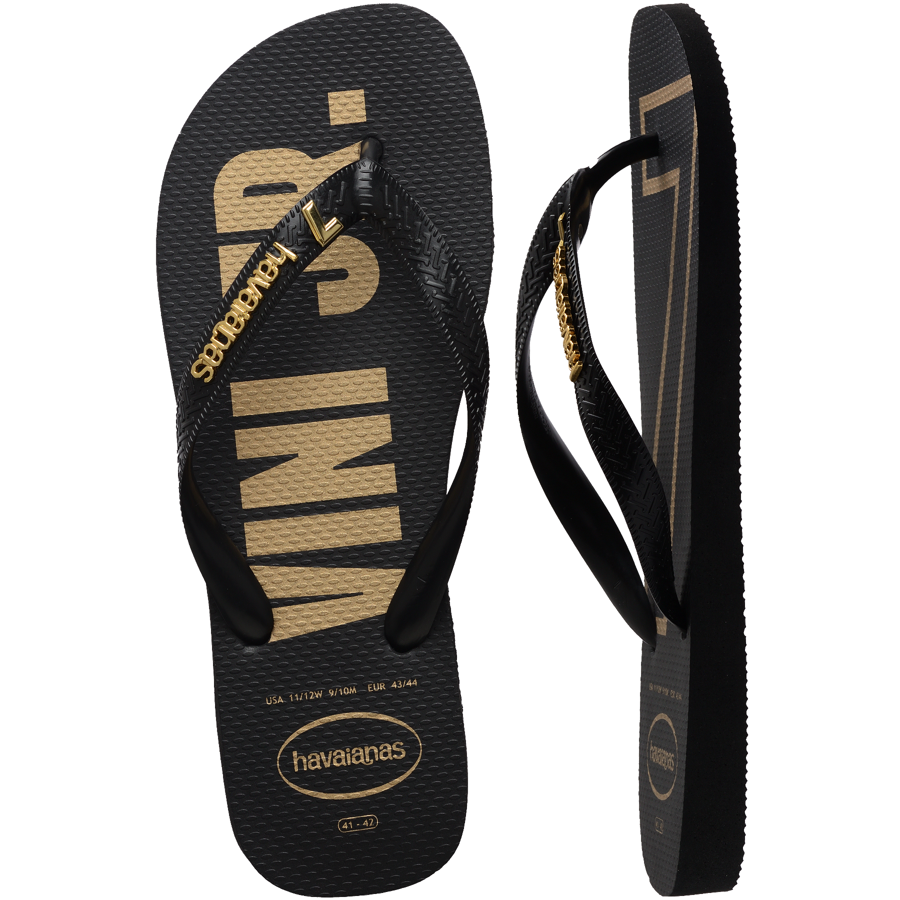 Women's Vini Jr. Golden Top Flip Flops - Black