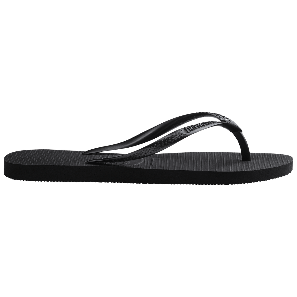 Women's Slim Crystal Flip Flops - Black