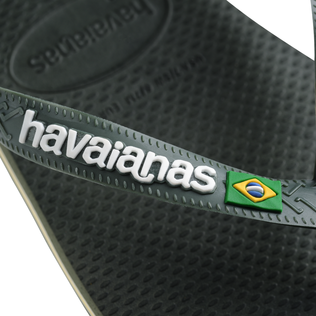 Men's Brazil Logo Flip Flops - Green Olive