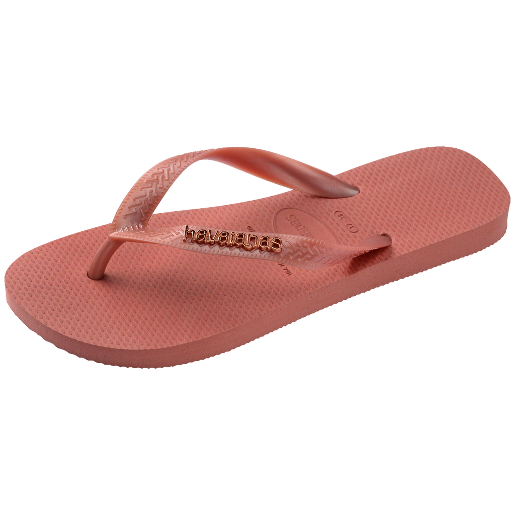 Women's Top Logo Metallic Flip Flops - CANYON CLAY