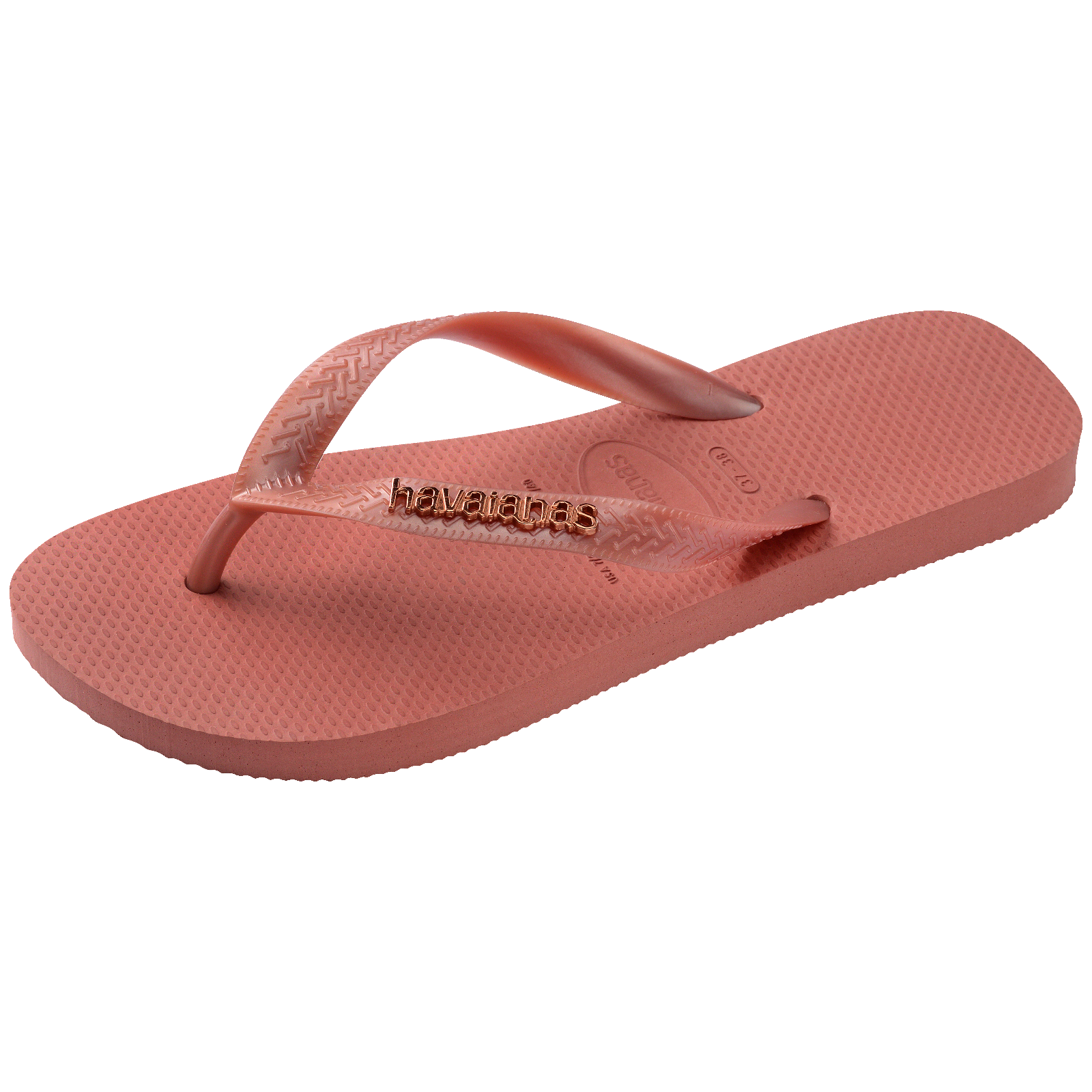 Women's Top Logo Metallic Flip Flops - CANYON CLAY