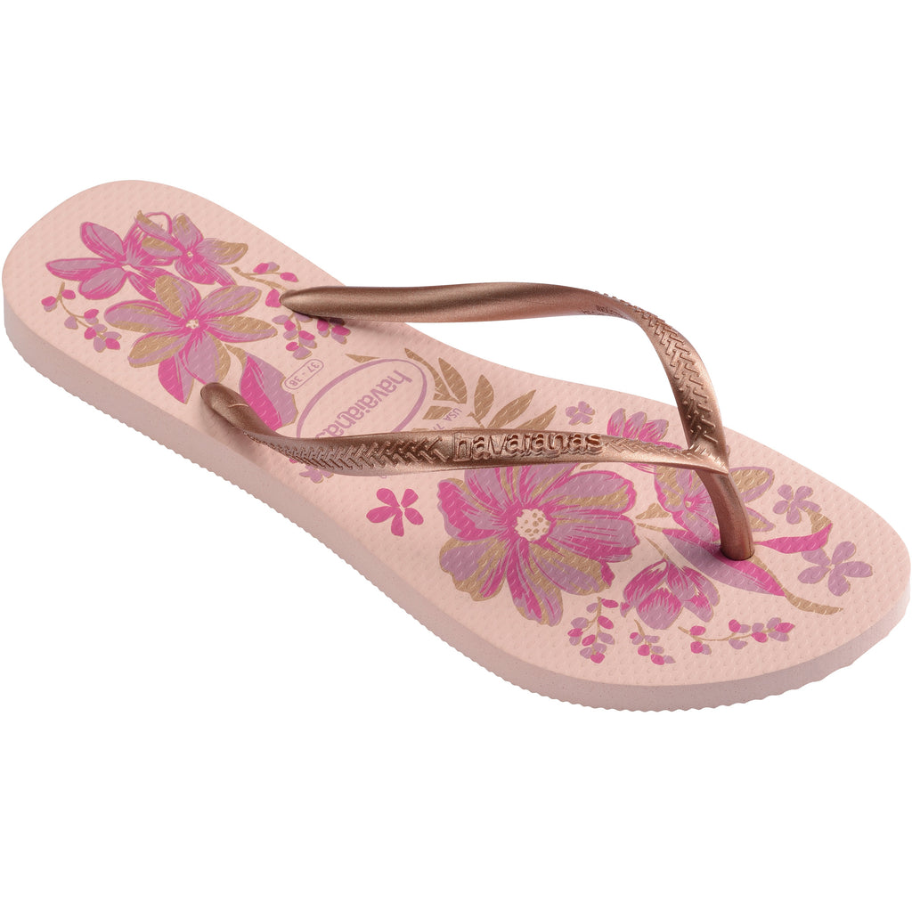Women's Slim Organic Flip Flops - Pink/Gold