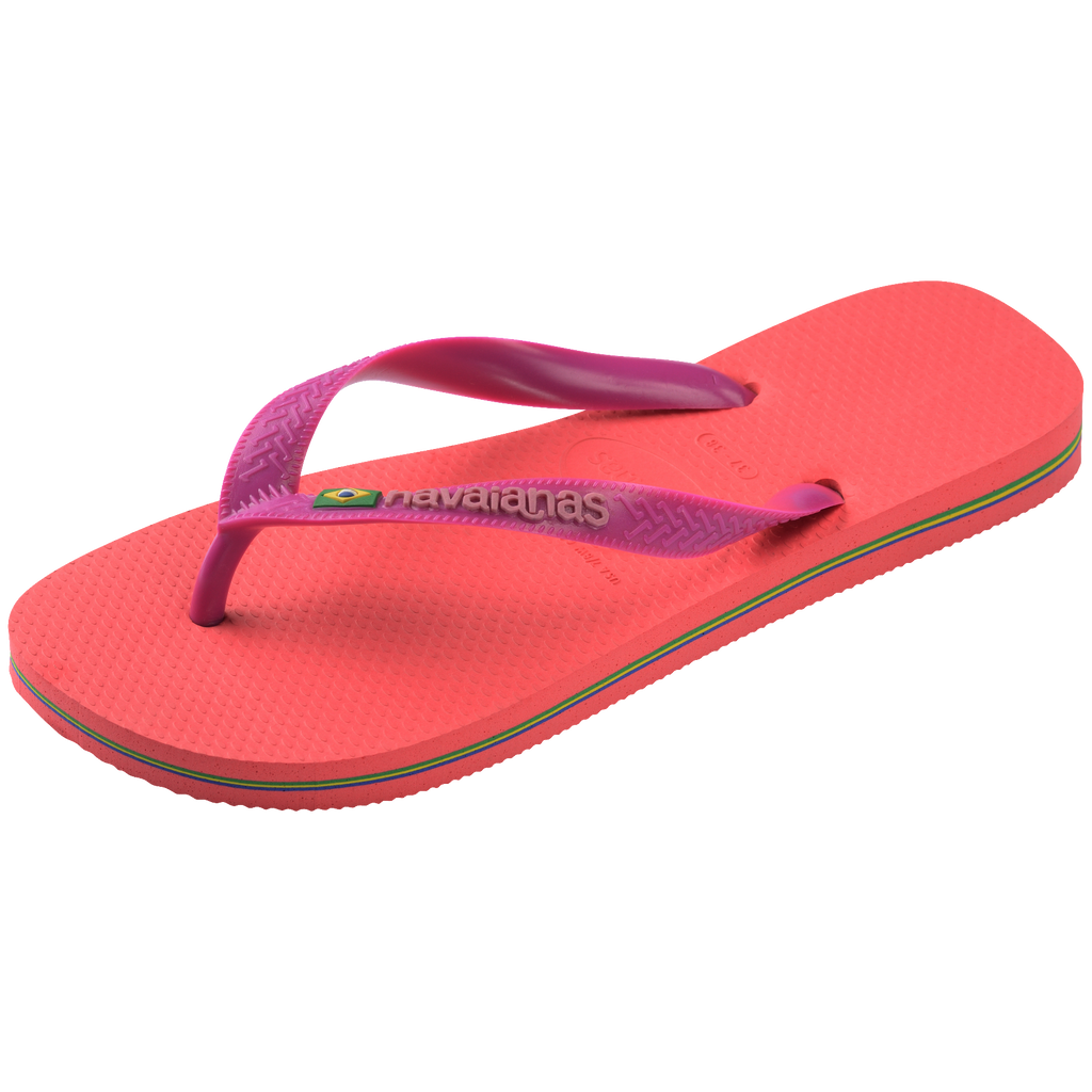 Women's Brazil Logo Flip Flops - CORAL/PINK