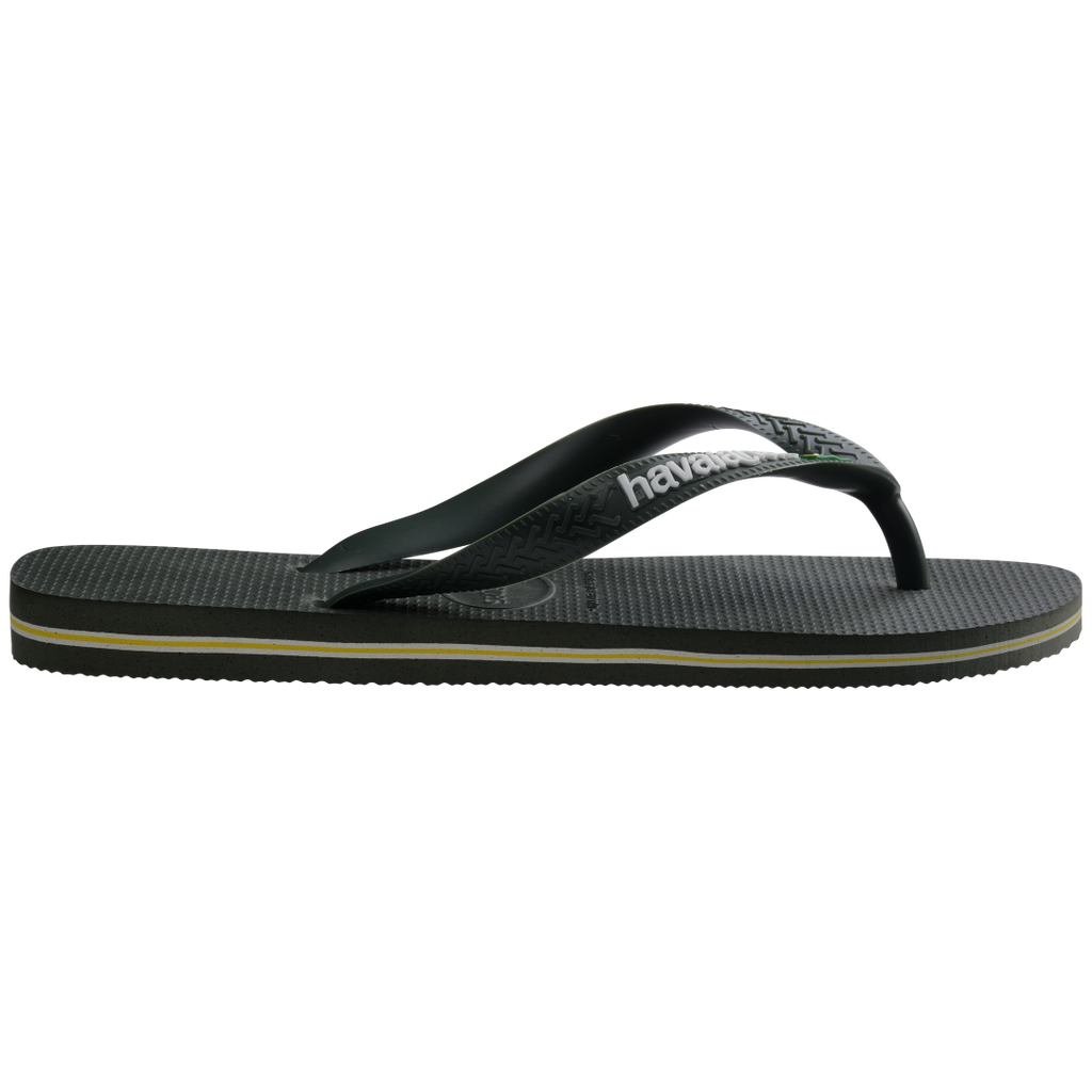 Men's Brazil Logo Flip Flops - Green Olive