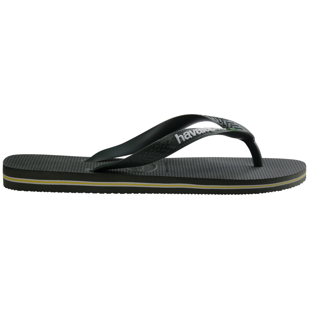 Men's Brazil Logo Flip Flops - Green Olive