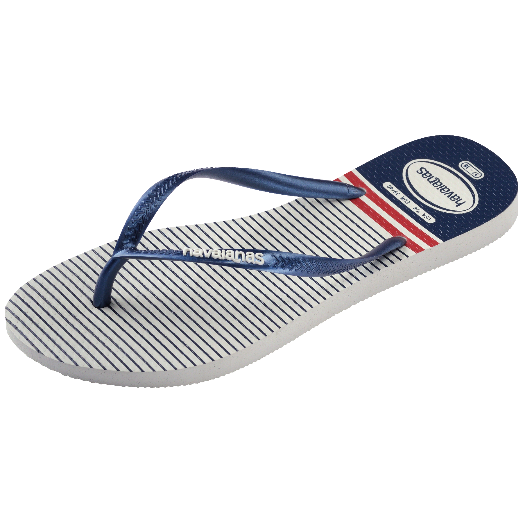 Women's Nautical Slim Flip Flops - White/Navy/Red
