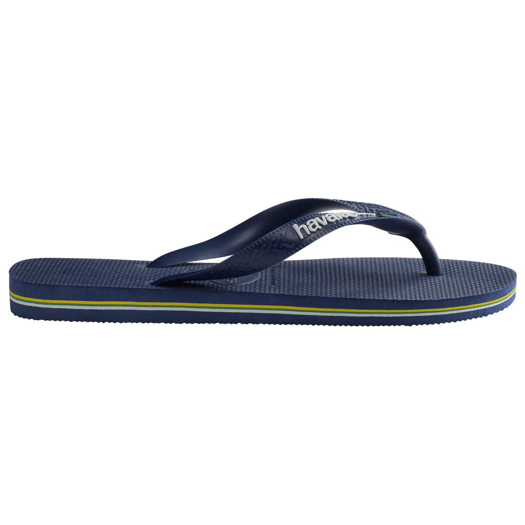 Men's Brazil Logo Flip Flops - Navy Blue