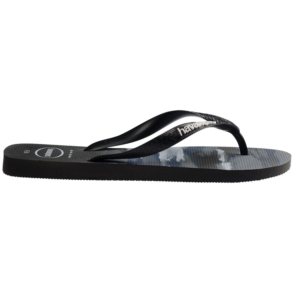Men's Top Camo Flip Flops - Black/Black/White