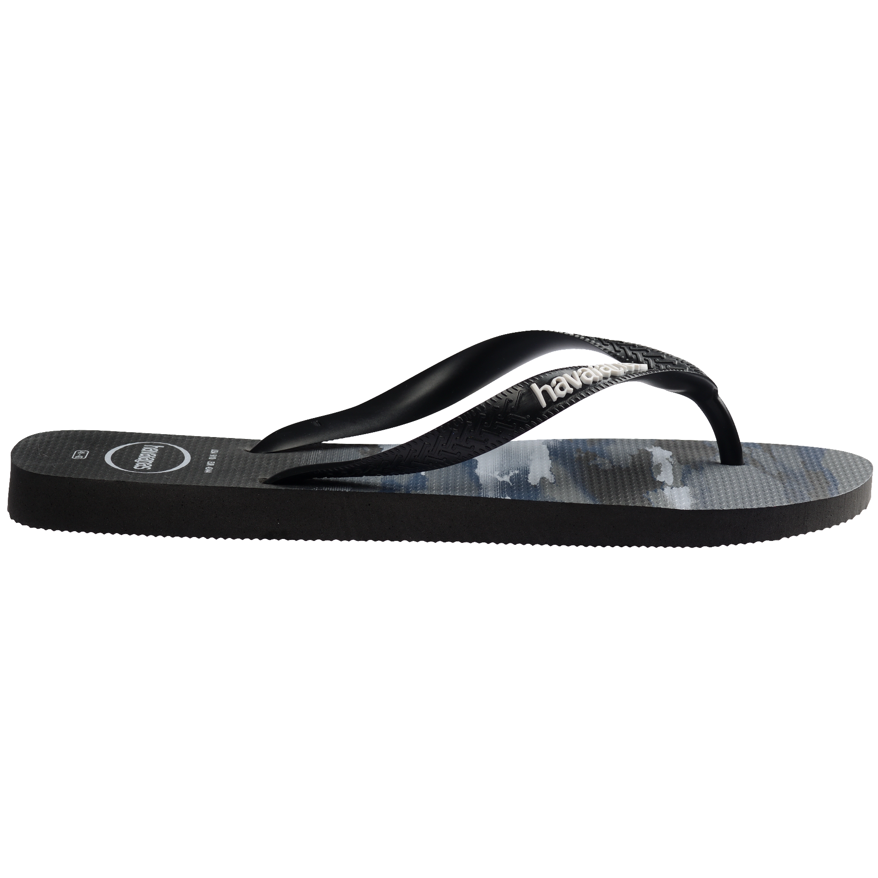 Men's Top Camo Flip Flops - Black/Black/White