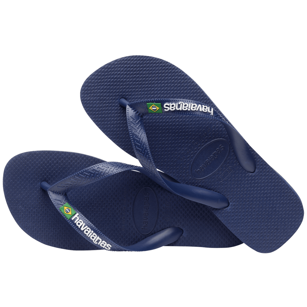 Men's Brazil Logo Flip Flops - Navy Blue