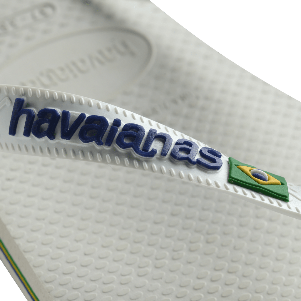 Men's Brazil Logo Flip Flops - White