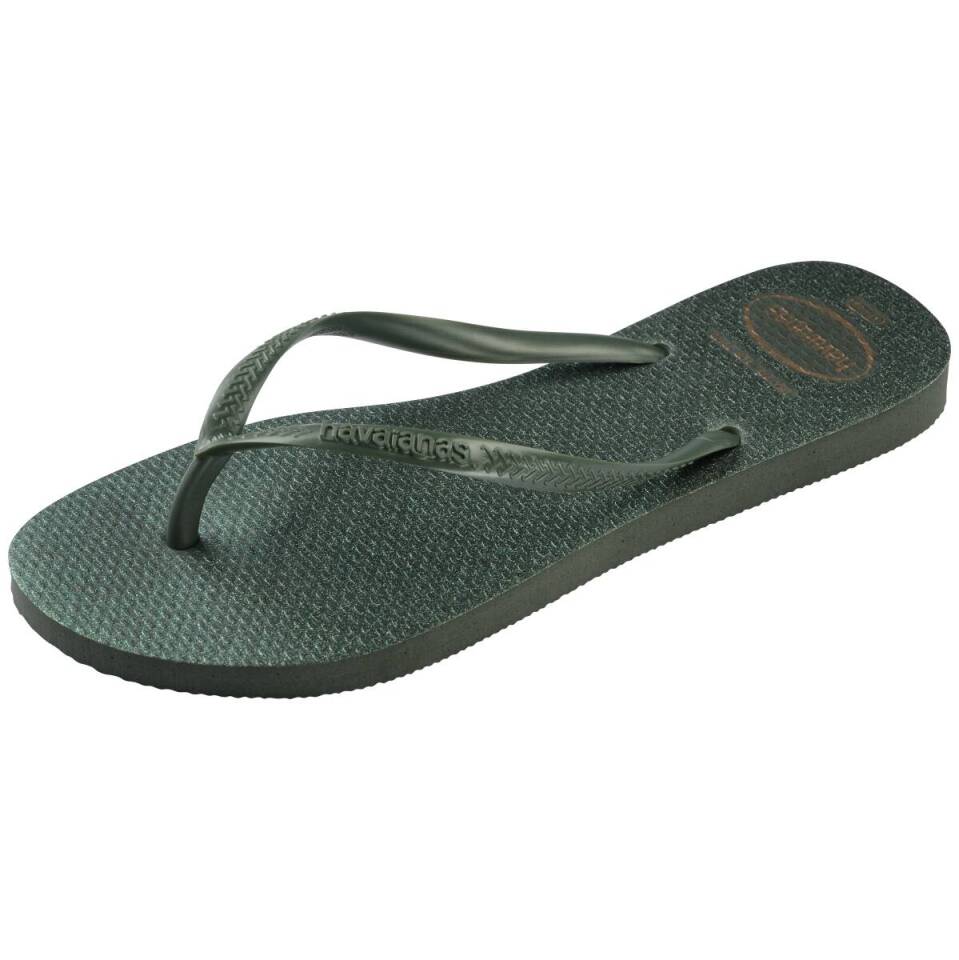 Women's Slim Gloss Flip Flops - Olive Green