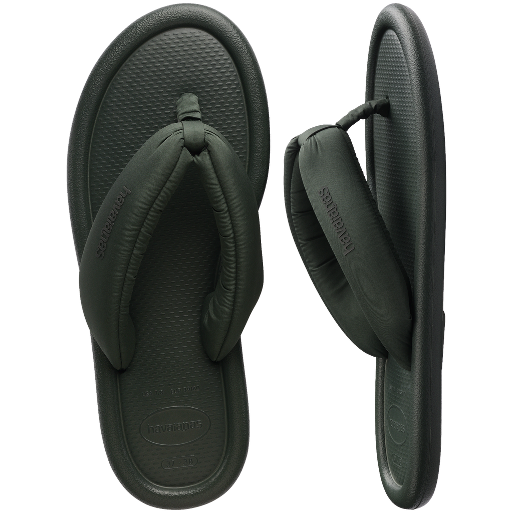 Women's Maxi Puffed Flip Flops - GREEN OLIVE